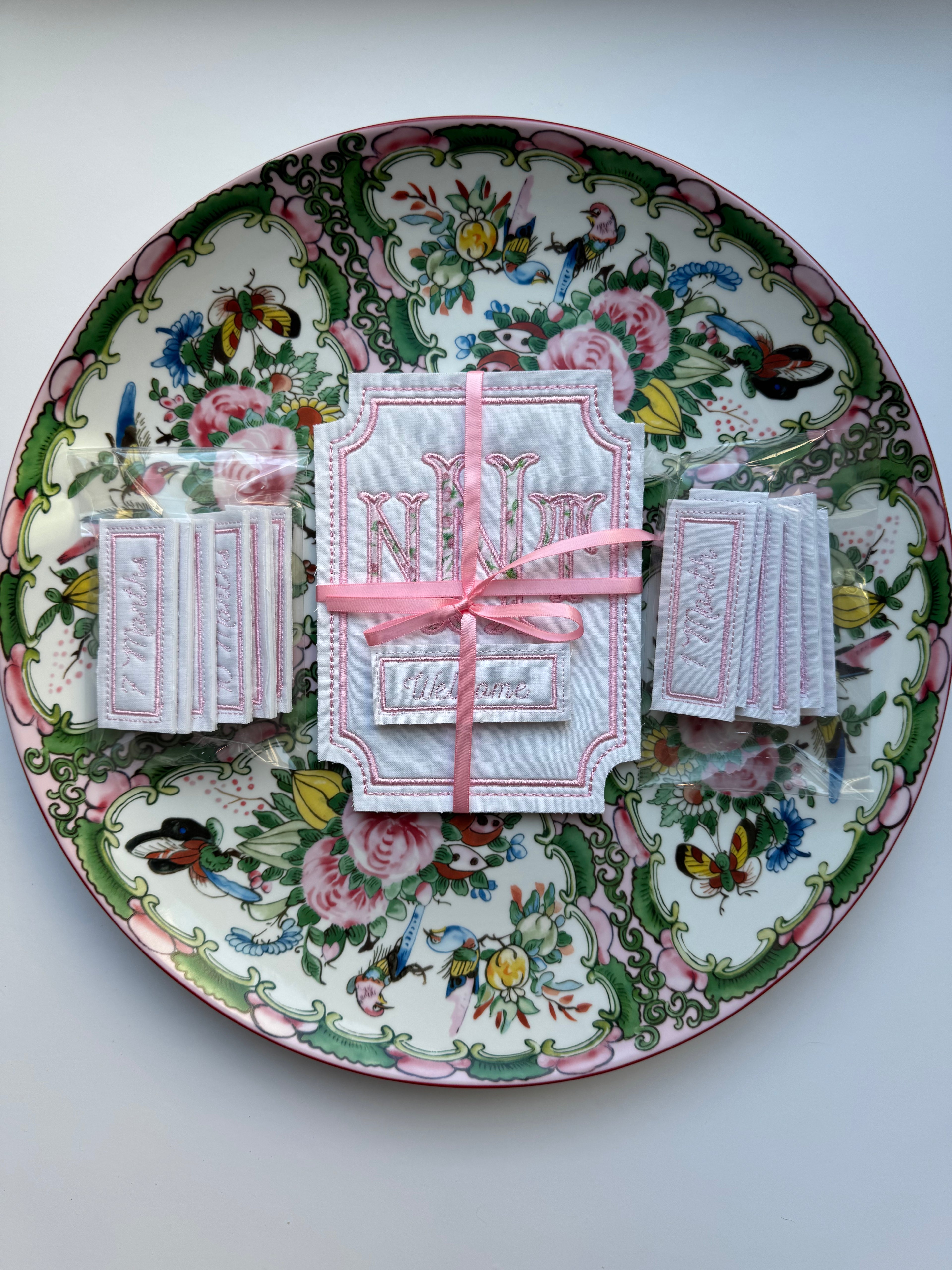 Baby Monthly Milestone Card - Traditional Embroidery Stitching